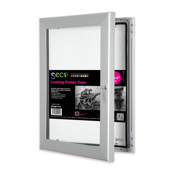 Seco Locking Poster Case, 11" x 14", Silver LCASE1114